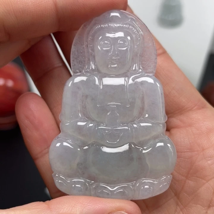 翡翠未镶嵌颈饰天然缅甸翡翠A货观音80号