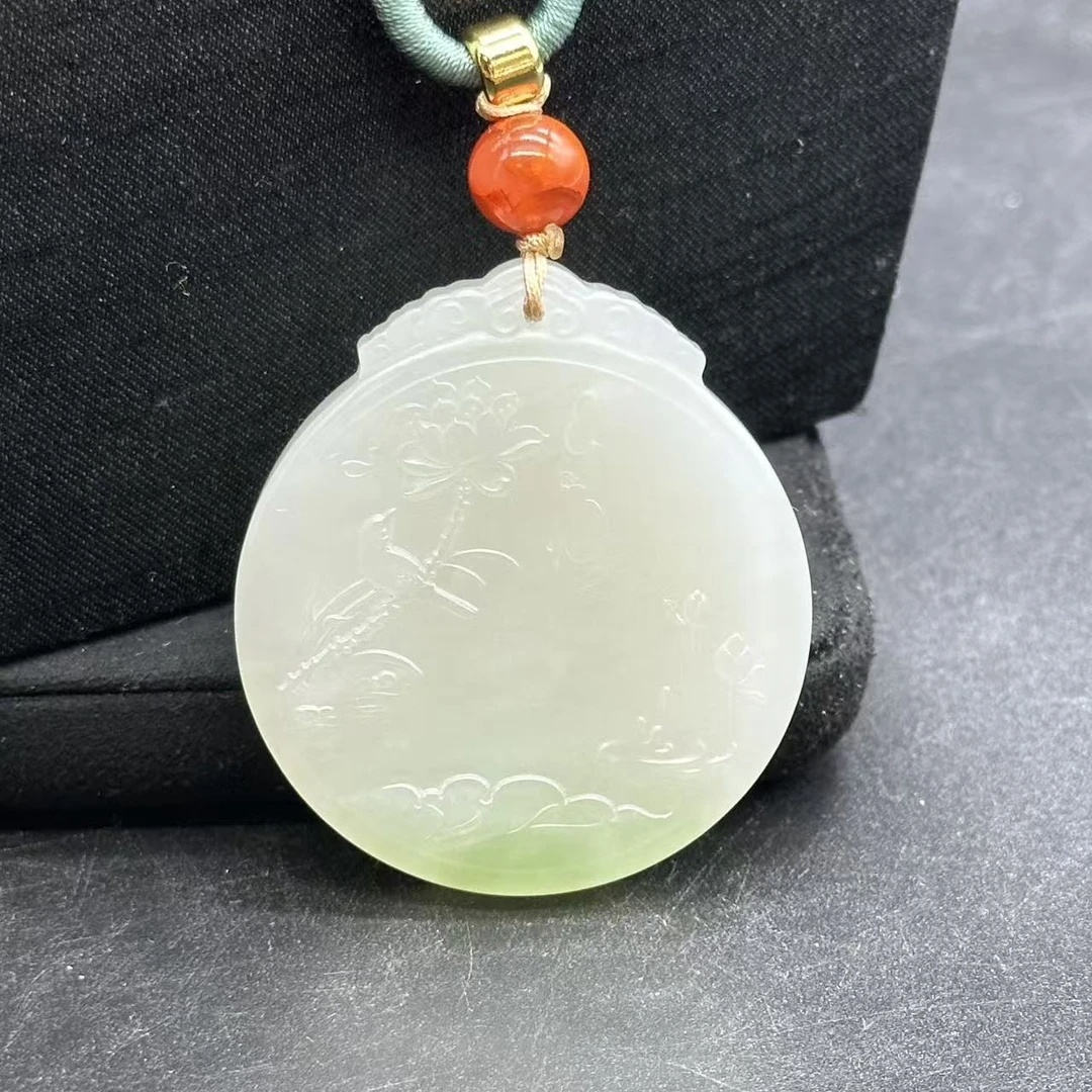 一万说/1520和田玉翠青莲花吊坠G1-LL00