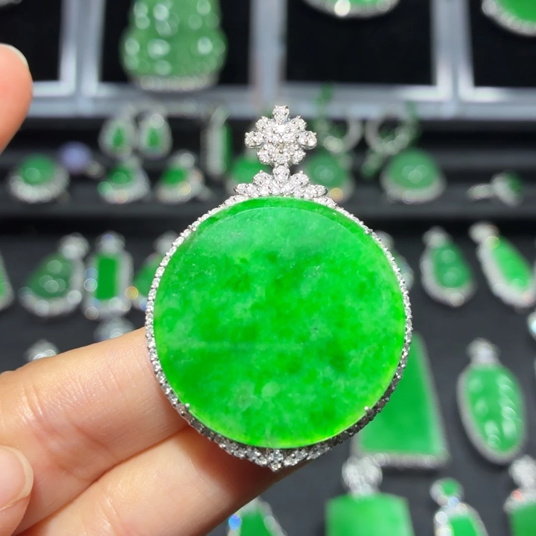 翡翠18K金镶嵌吊坠(不含链)164号