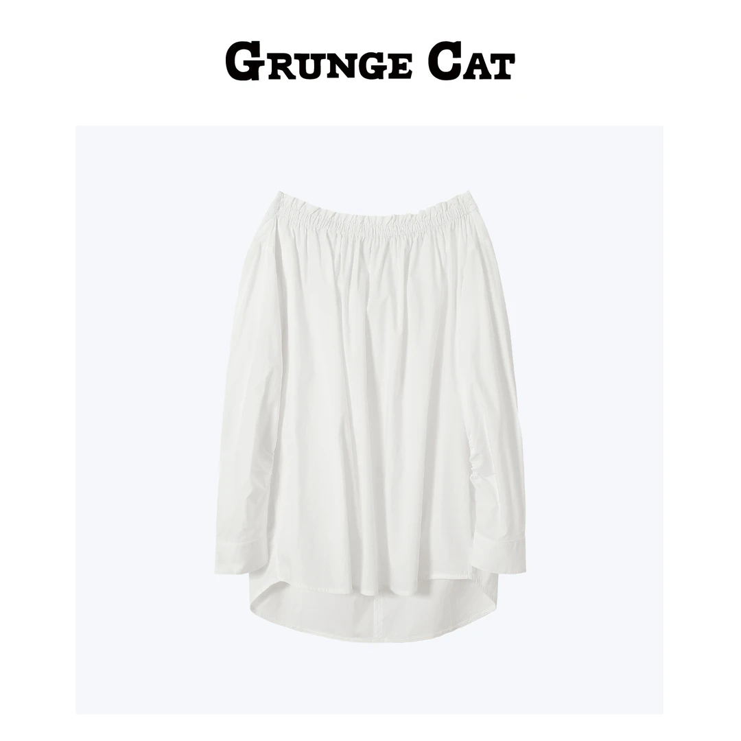 Grunge Cat女士露肩灯笼衬衣