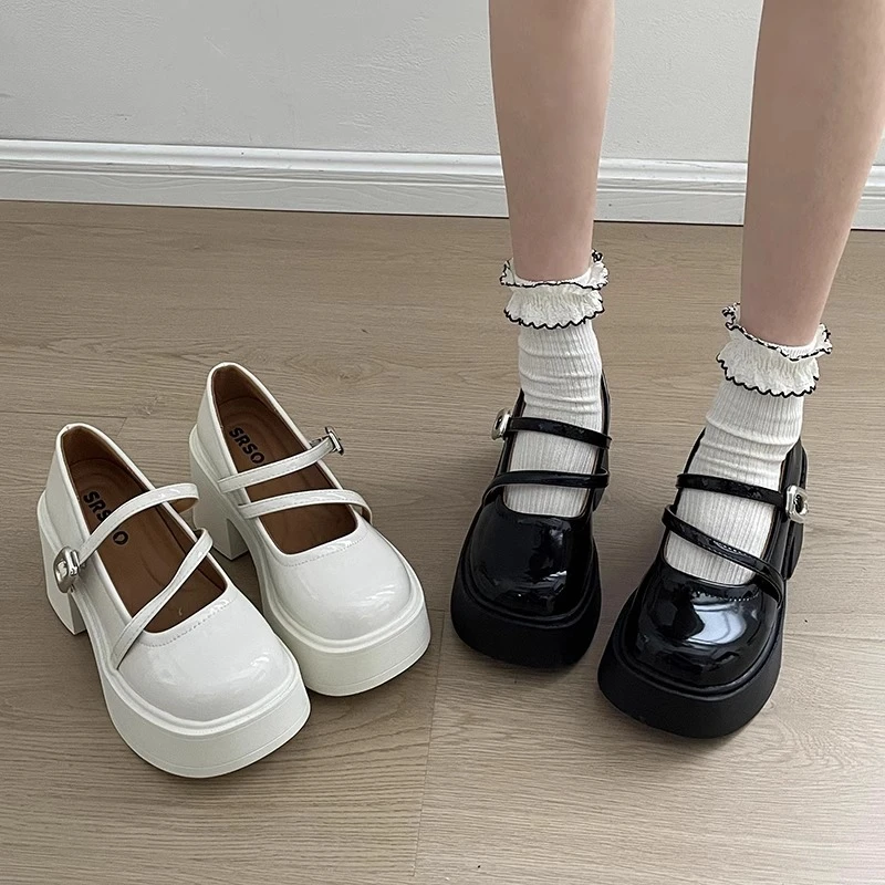 法式复古圆头厚底玛丽珍小皮鞋女2025新款春秋英伦风粗跟高跟鞋子