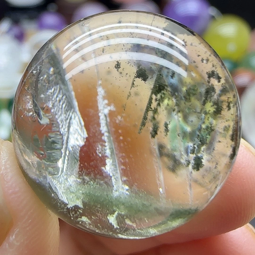 未镶嵌珠宝半成品水晶24.2mm 绿幽灵