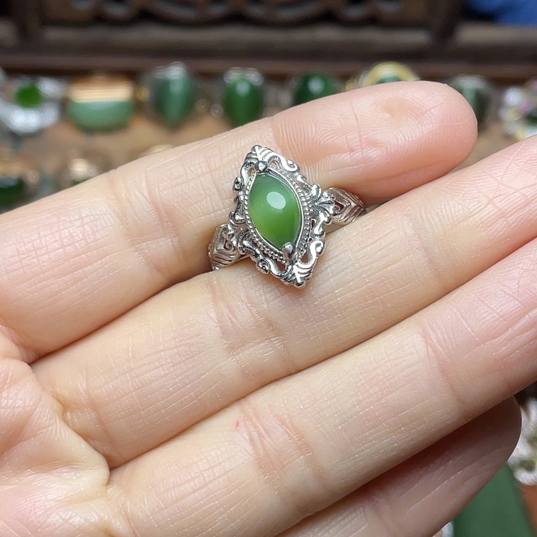 和田玉（碧玉）银S925镶嵌吊坠(赠链)