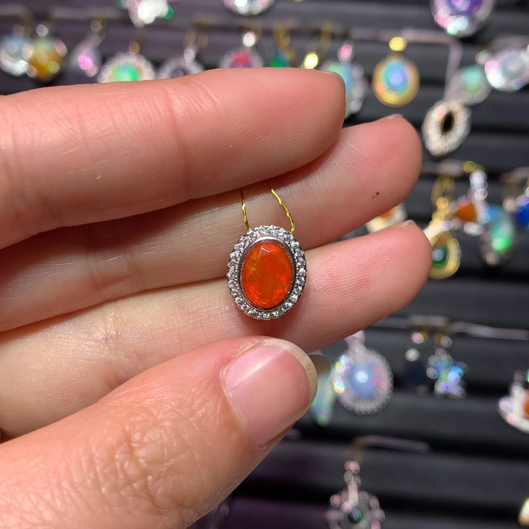 欧泊吊坠款式银S925镶嵌