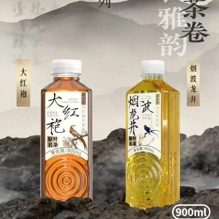 茶小开0糖0脂900ml*3瓶烟波龙井/大红袍即饮纯茶大瓶装