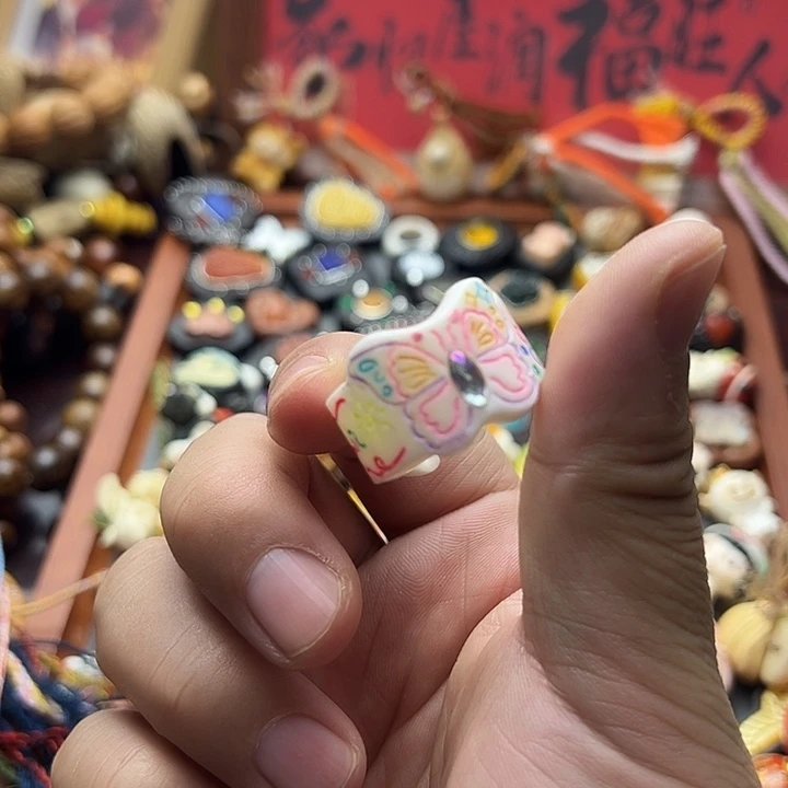 非金属彩绘黑檀开口跑环