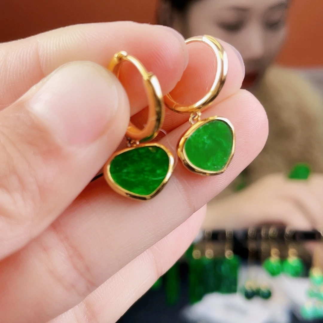 翡翠银S925镶嵌耳饰