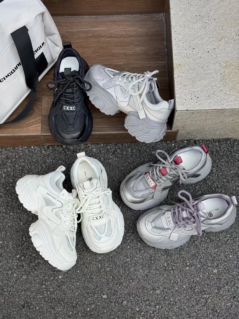 翁翁家韩版网纱小蛮腰老爹鞋！