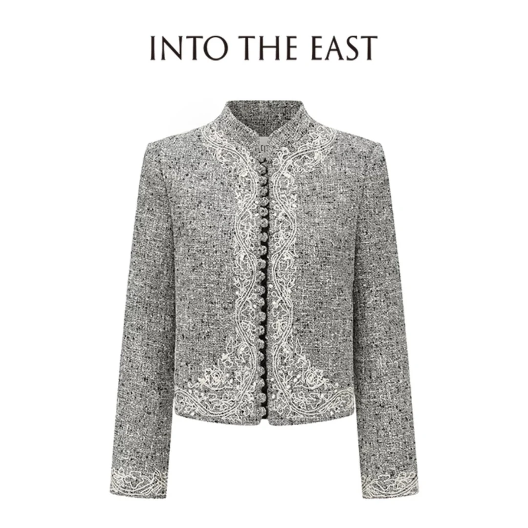 INTO THE EAST己印混色肌理盘扣西装外套