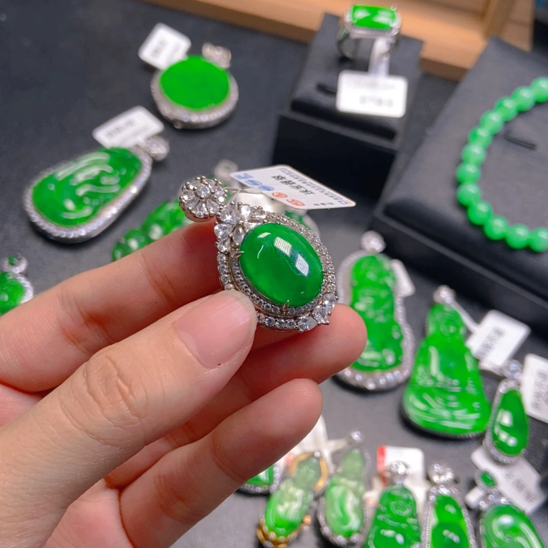 翡翠银S925镶嵌吊坠(不含链)