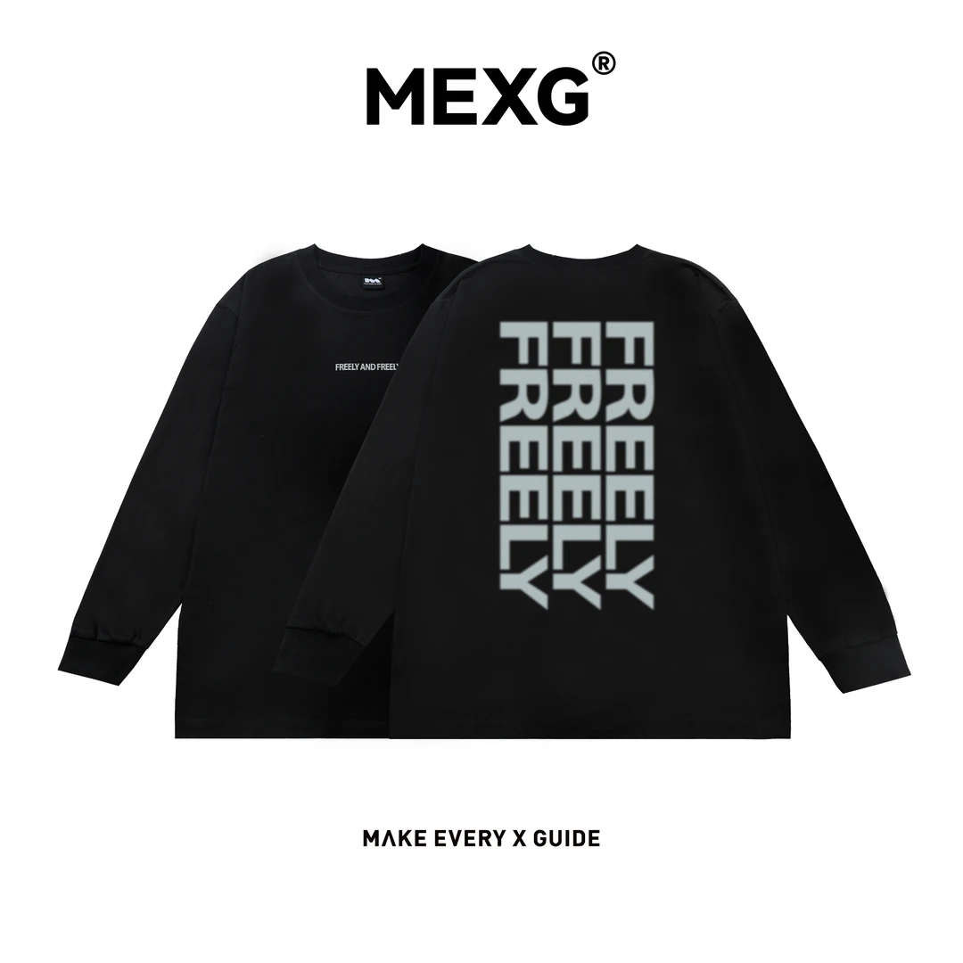 【“绒面发泡字母”长袖】MEXG！智能调温！防紫外线！街头美式穿搭T031