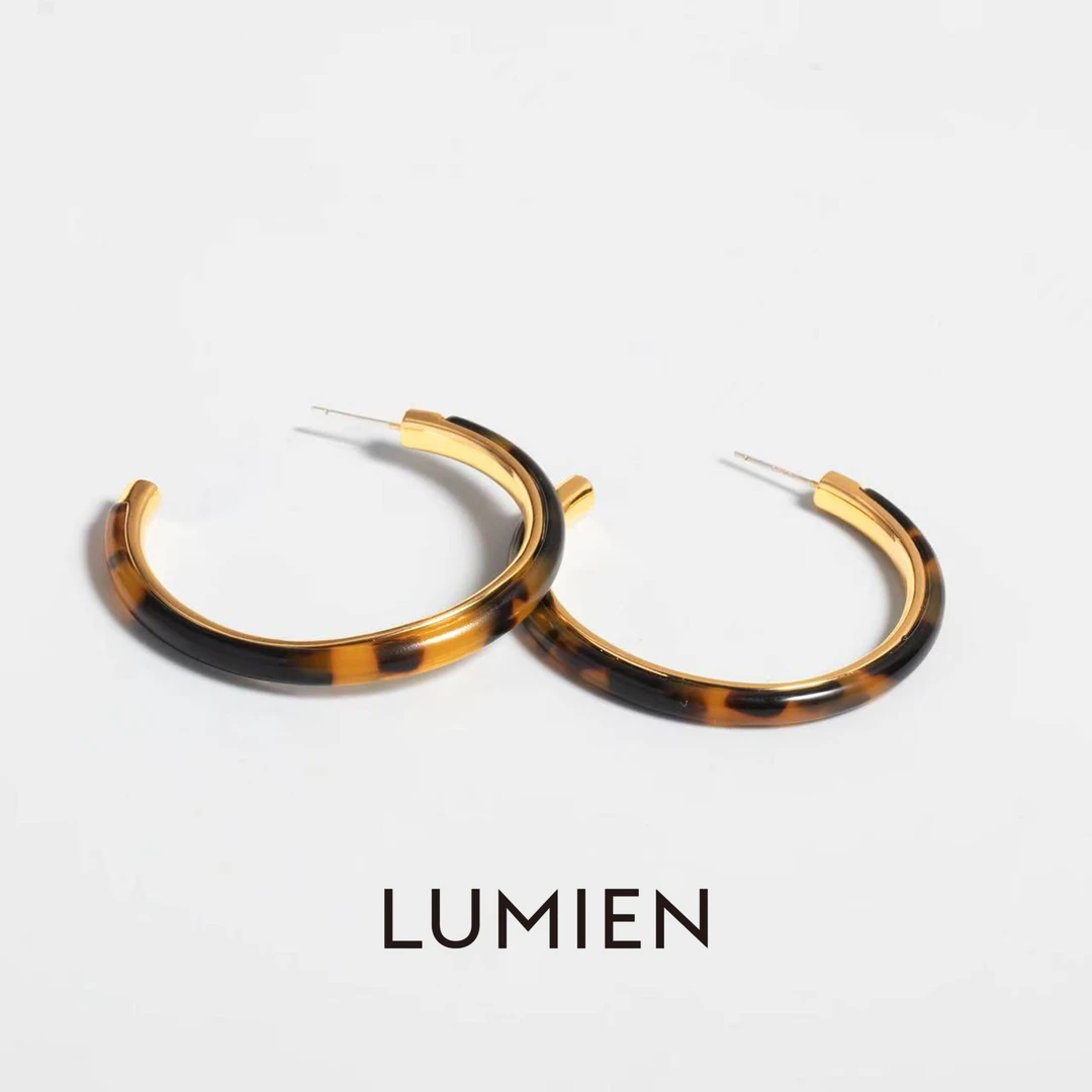 铜合金耳饰 豹纹代瑁圈圈耳环LX5DAA143