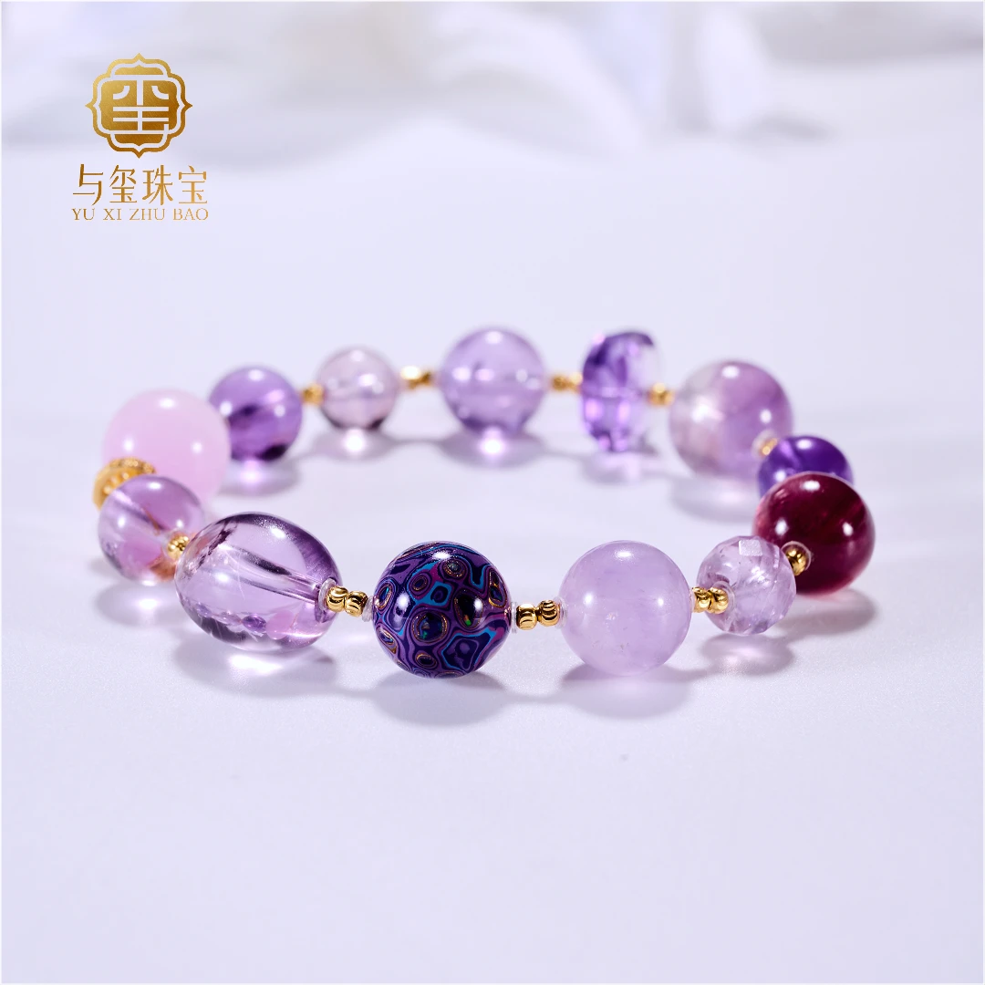 【九紫天降】9种天然紫色水晶大综合九紫当道开启智慧人生925银手串