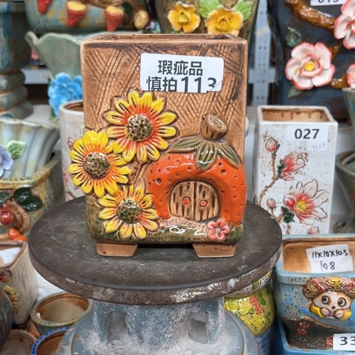 紫砂花盆粗陶材质多肉陶瓷花盆113