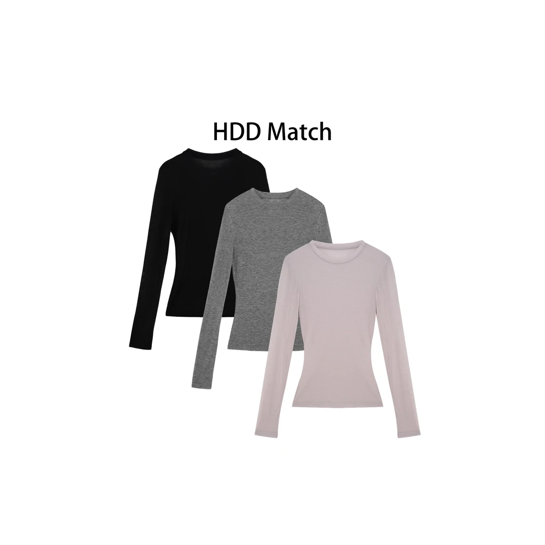 HDD "基础简约" 天丝羊毛  夏季纯色简约长袖百搭打底T恤  Y8223