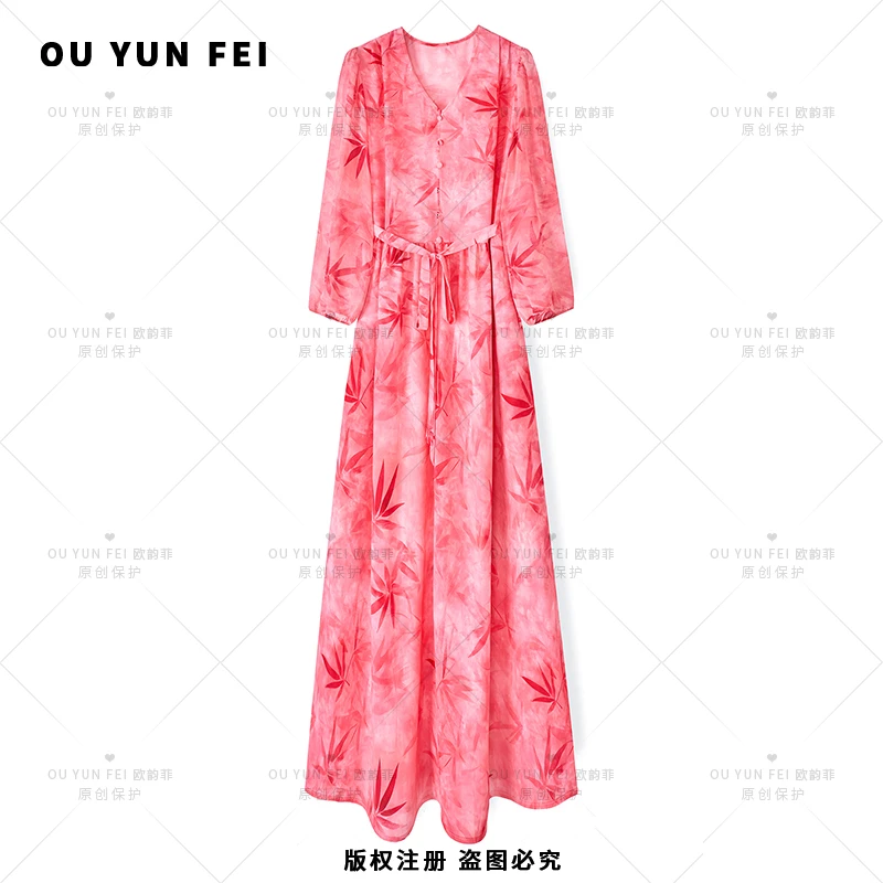女装连衣裙高级显瘦秋季气质时尚碎花长裙轻奢夏季春季春夏F1730