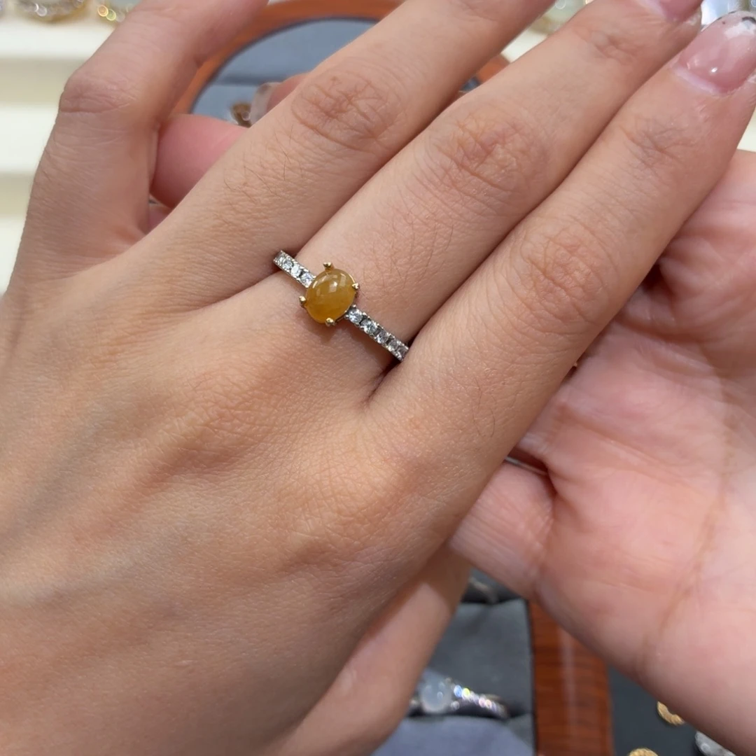 翡翠银S925镶嵌颈饰戒指