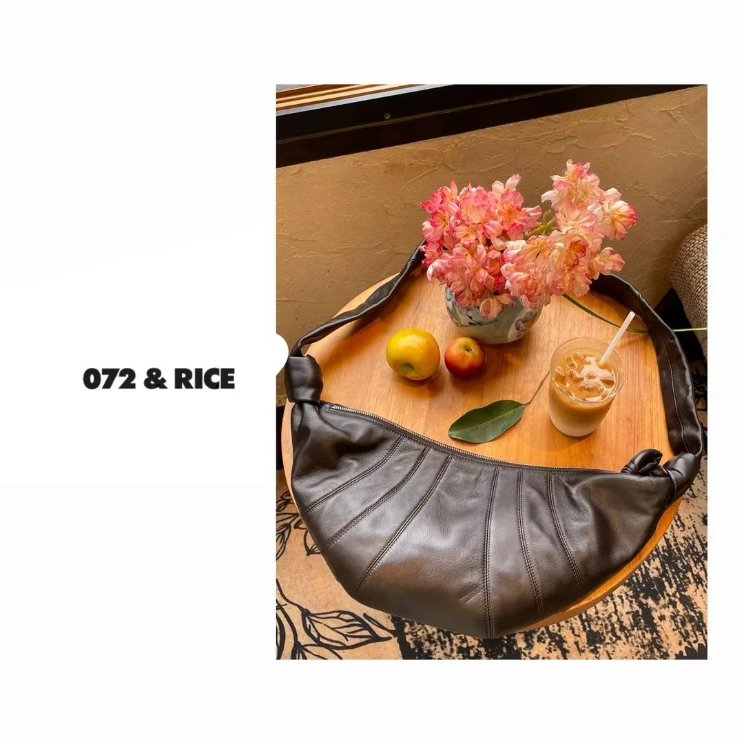 072 & RICE【牛角包】时尚百搭真皮单肩腋下包 BF001
