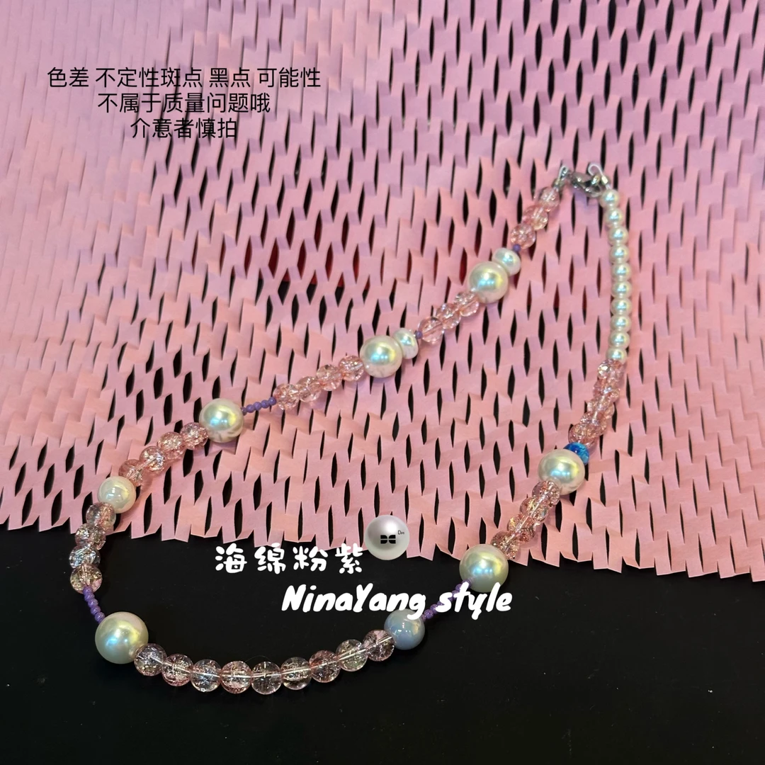 雲涌之丽 钛钢仿水晶项链 【海绵粉紫】DMN0796