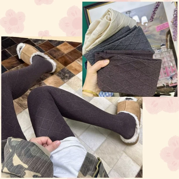 秋冬新款百搭保暖叠穿千金风立体菱格提花连裤袜春秋棉打底裤