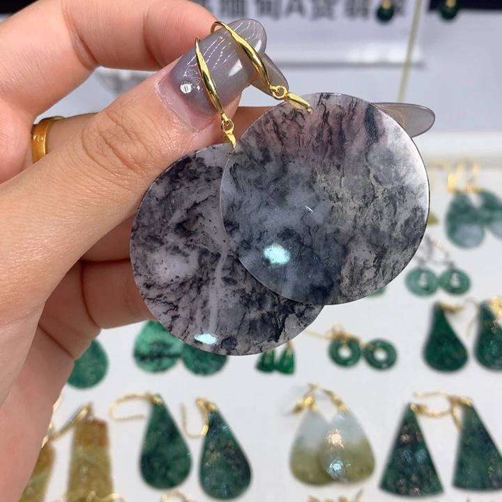 翡翠银S925镶嵌耳饰耳饰