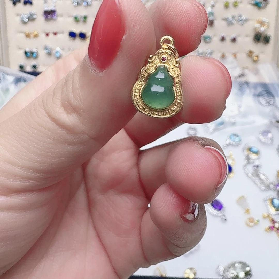 翡翠吊坠(不含链)银S925镶嵌吊坠