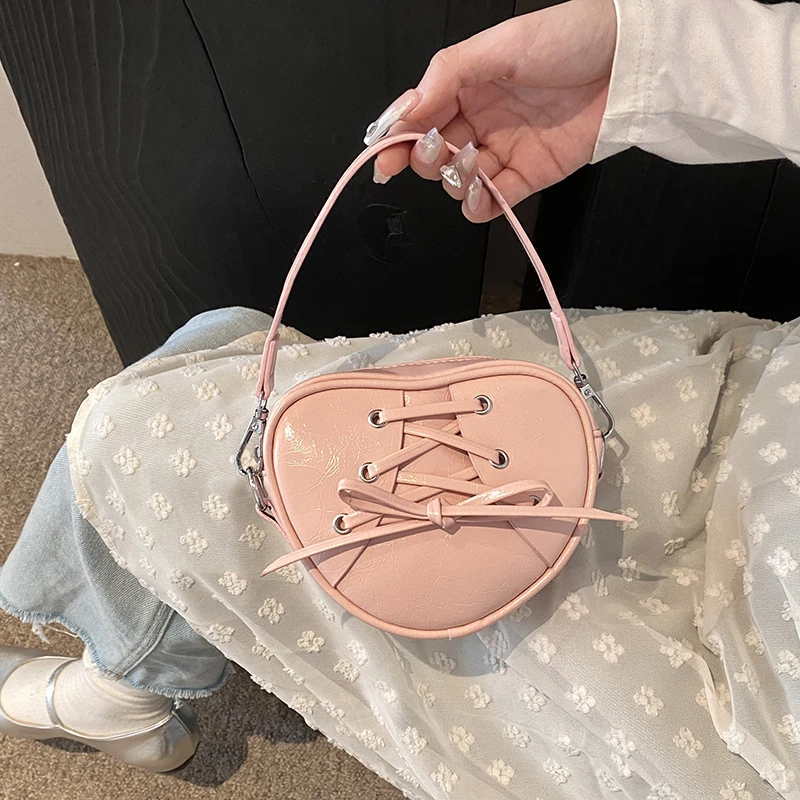 包包女2024新款芭蕾风爱心手提包蝴蝶结甜美可爱单肩斜挎包现货