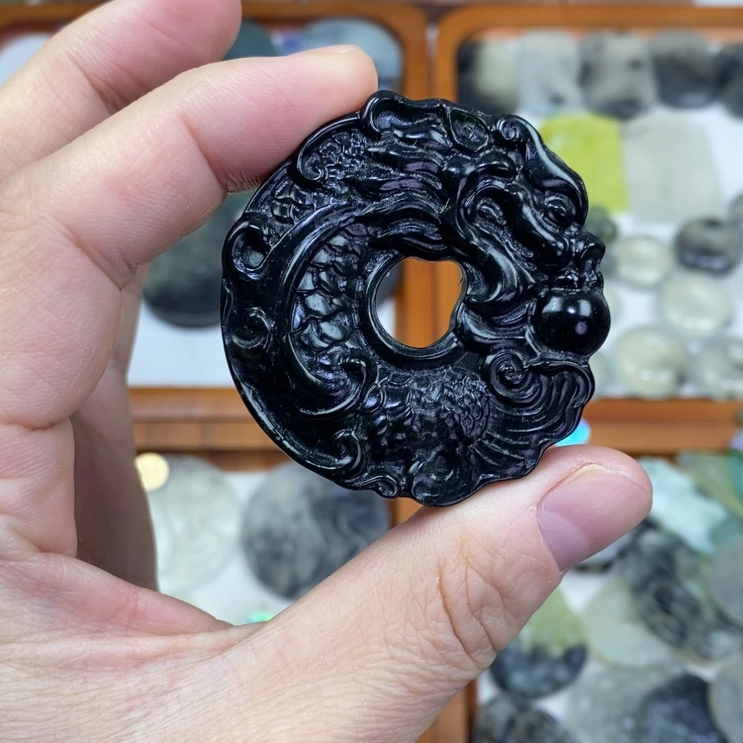 岫玉未镶嵌颈饰岫玉龙鱼吊坠