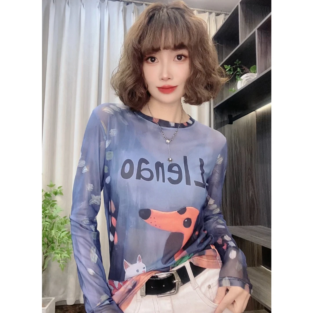 时尚透气网纱防晒穿搭减龄显瘦百搭款上衣T恤