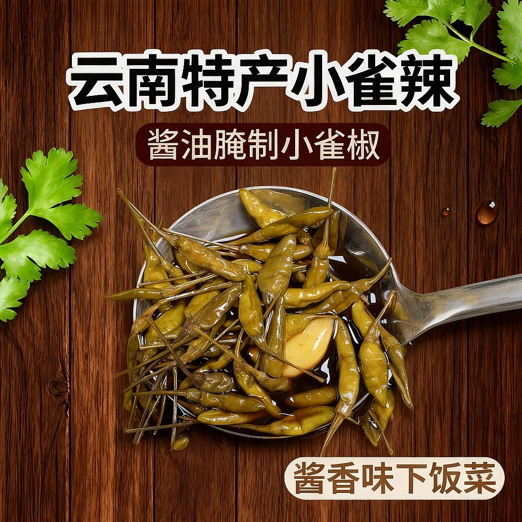 酱油腌制小雀椒泡椒酱香味下饭菜云南特产小雀辣