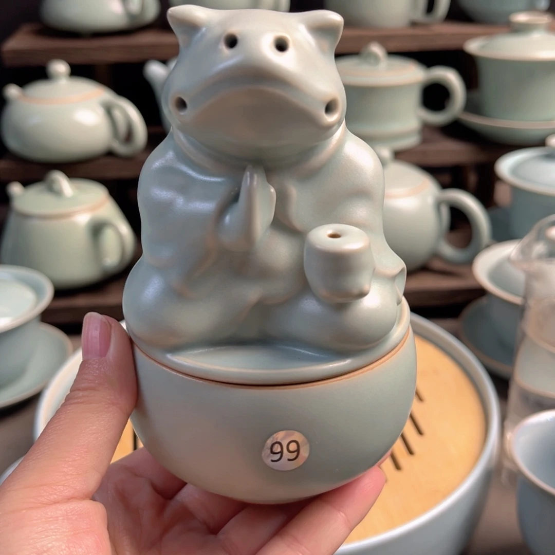 陶摆件瓷仿古釉金边香炉香薰炉做矿