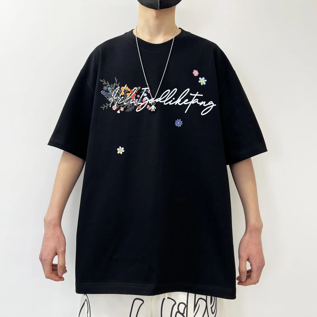 GODLIKE/古莱登夏季短袖T恤纯棉男女同款潮牌半袖欧若拉潮牌落肩