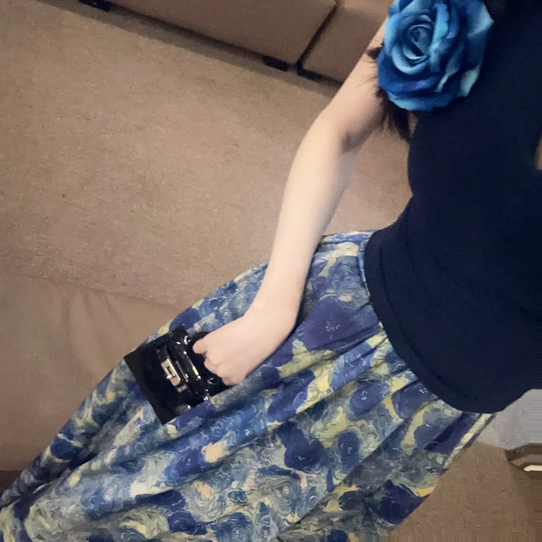 【OS&oneshow】a字高腰大摆伞裙夏季新款V领t恤时尚显瘦半身裙套装