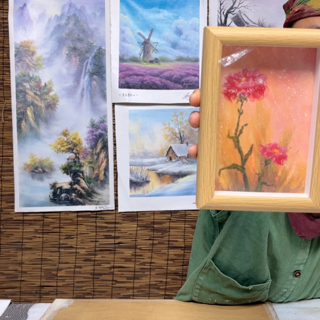 油画行路人小院绘画作品竞拍