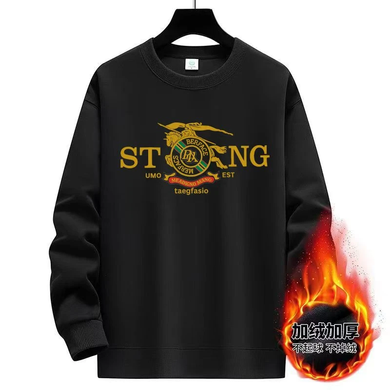 秋冬新款加绒加厚卫衣男女同款潮牌时尚潮流圆领保暖-卫衣