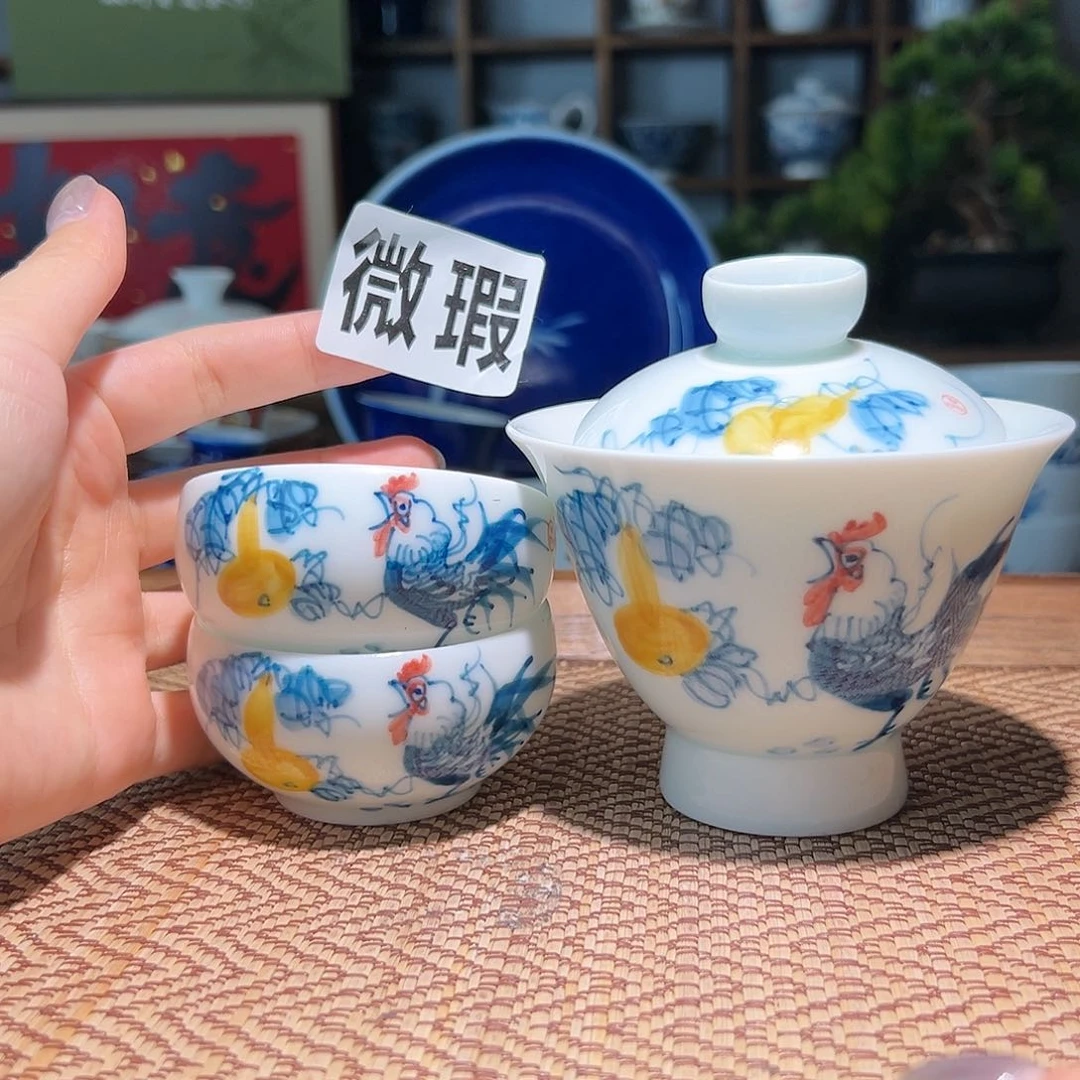 【闪购商品】微瑕 手绘 盖碗