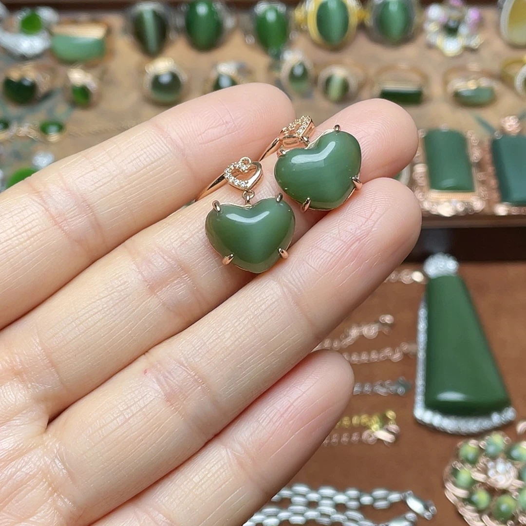 和田玉（碧玉）银S925镶嵌吊坠(赠链)