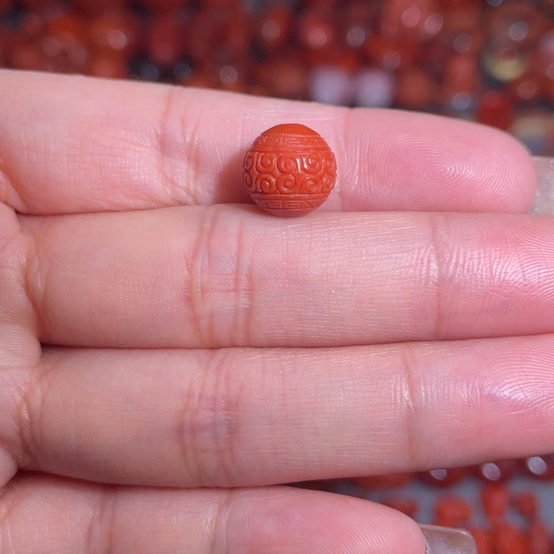 南红玛瑙未镶嵌回纹圆珠10mm