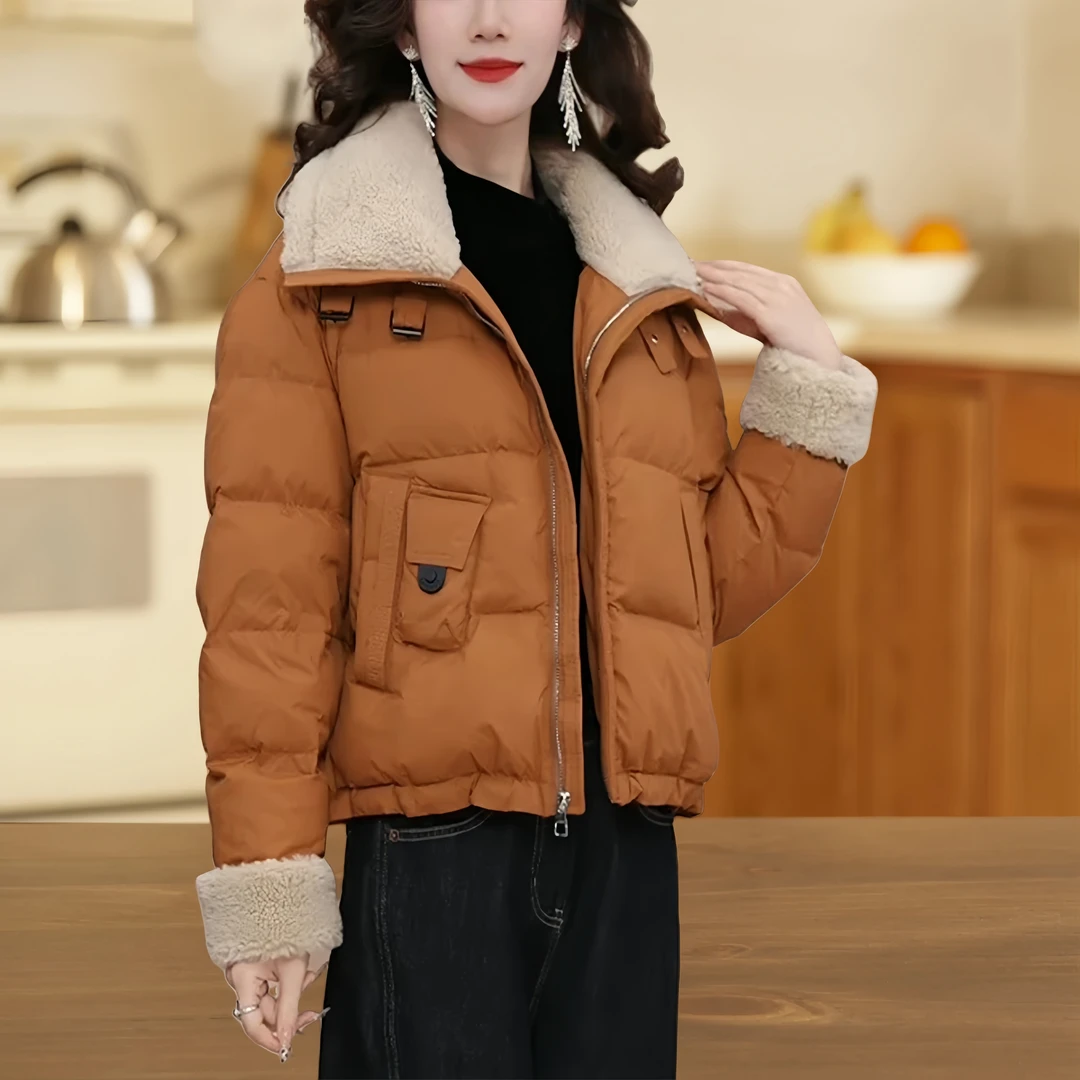 2026年冬季新款时尚韩版翻领棉衣外套女宽松显瘦加厚保暖百搭棉服