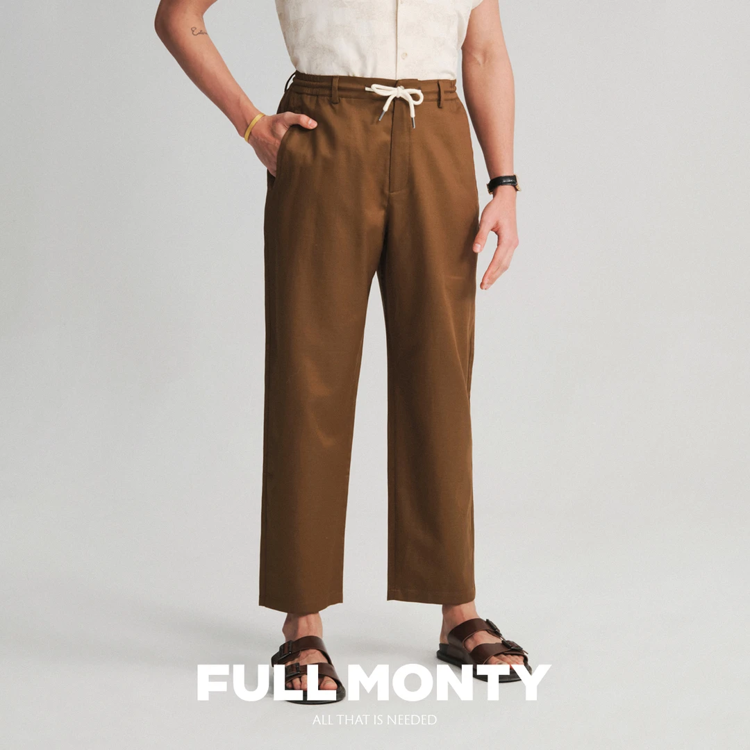 男士宽松直筒春夏休闲裤天丝斜纹棉抽绳裤长裤