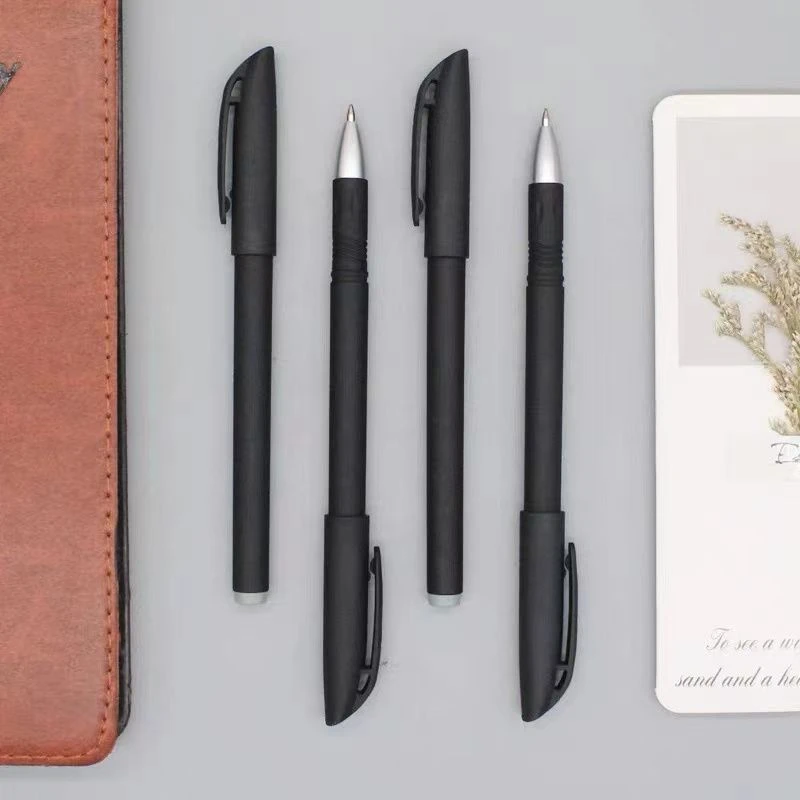 【20只】考试专用自带抽拉纸条中性笔黑色碳素笔商务办公练字适用