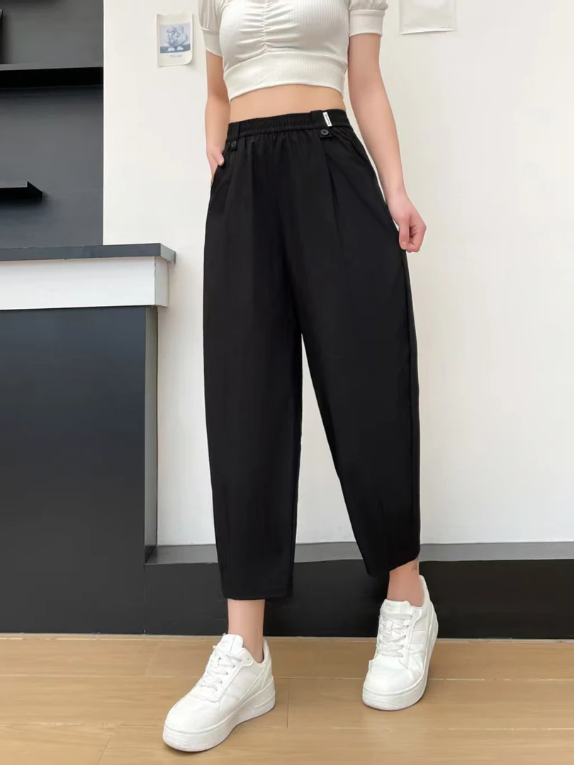 DJ2025新款松紧女九分裤百搭休闲裤