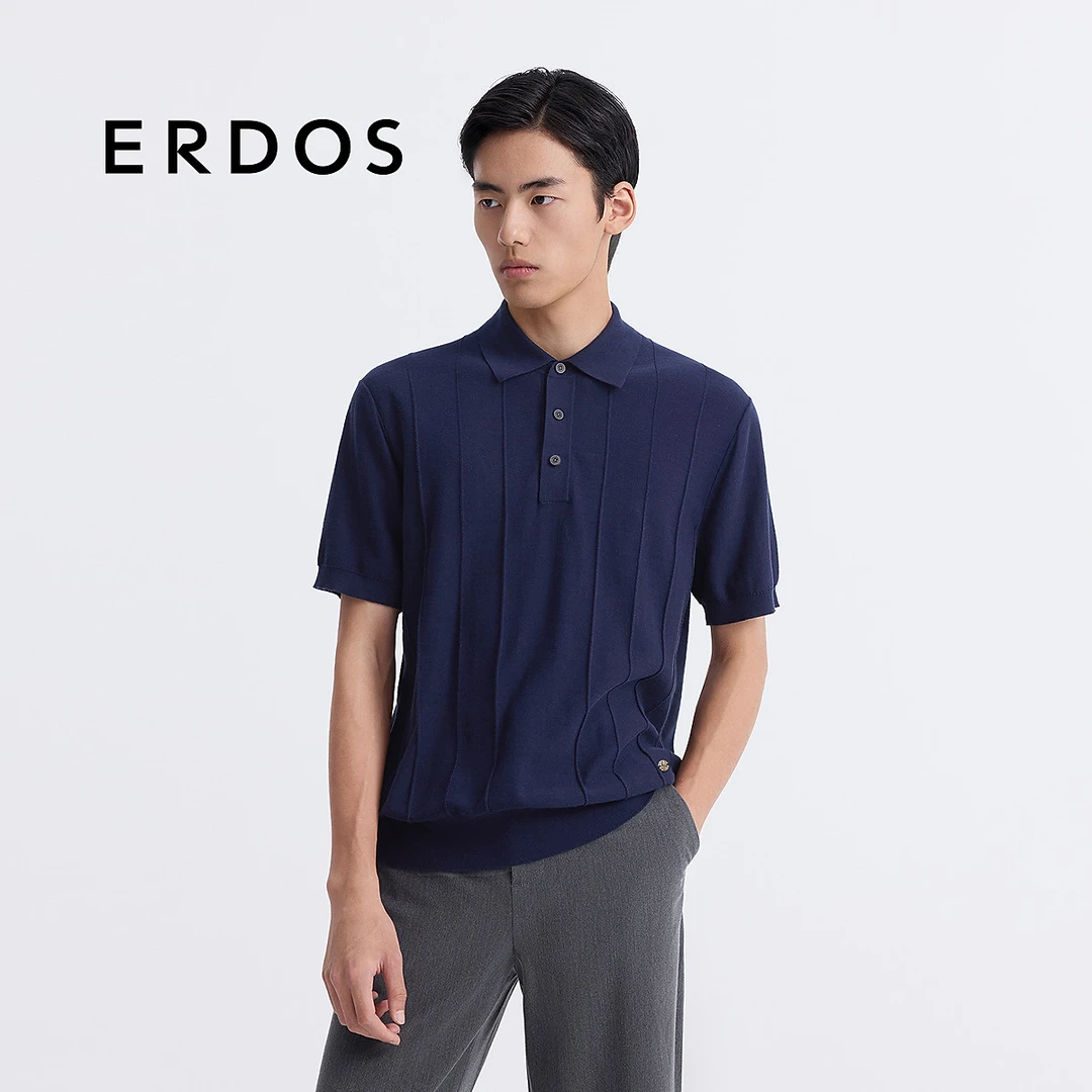 【海岛棉】ERDOS 男装POLO衫25年早春新品小翻领短袖休闲商务T恤