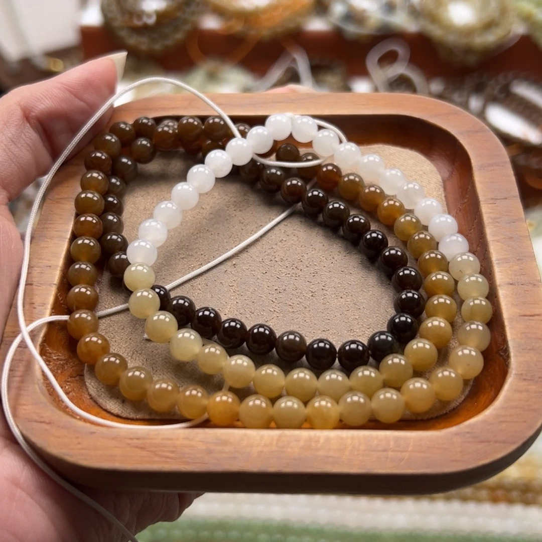 毛衣链未镶嵌和田玉珠串6mm