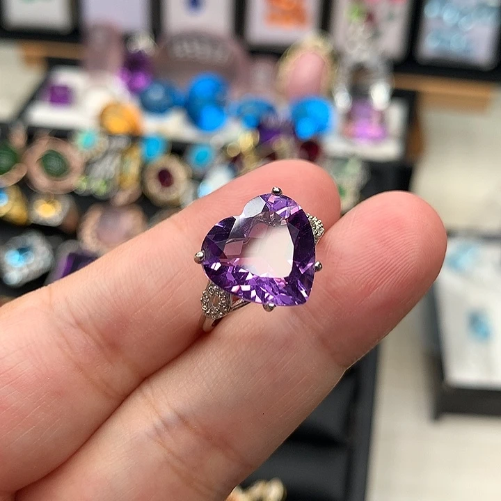 戒指银S925镶嵌紫晶