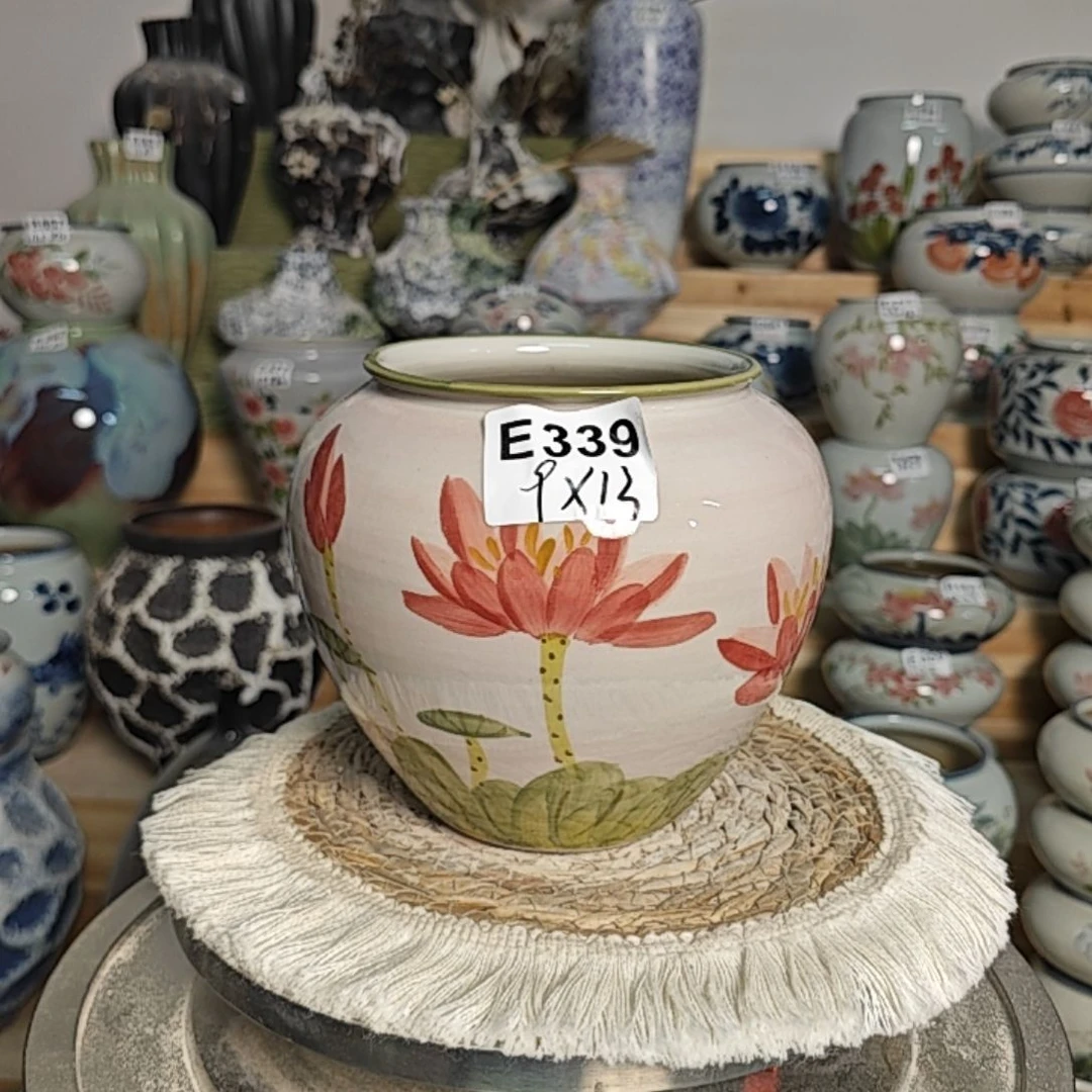 有孔 景德镇纯手绘花盆E339