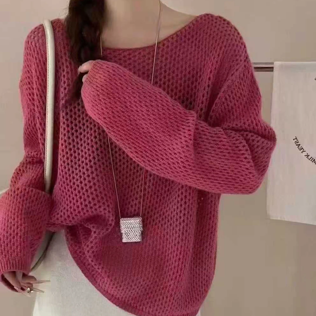 【婷姐家】欧货高品质镂空微透视百搭显瘦洋气时髦毛衣