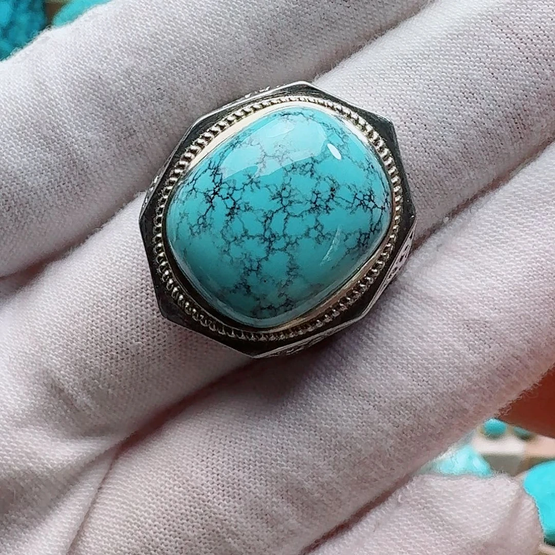 绿松石银S925镶嵌戒指
