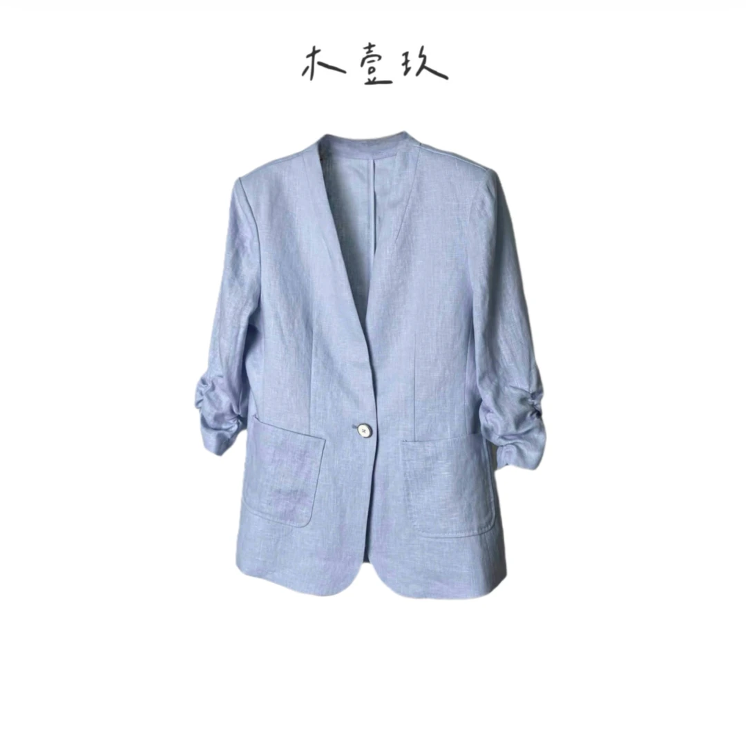 【zlz selection*高智风】安迪-春夏新款亚麻中袖西装外套