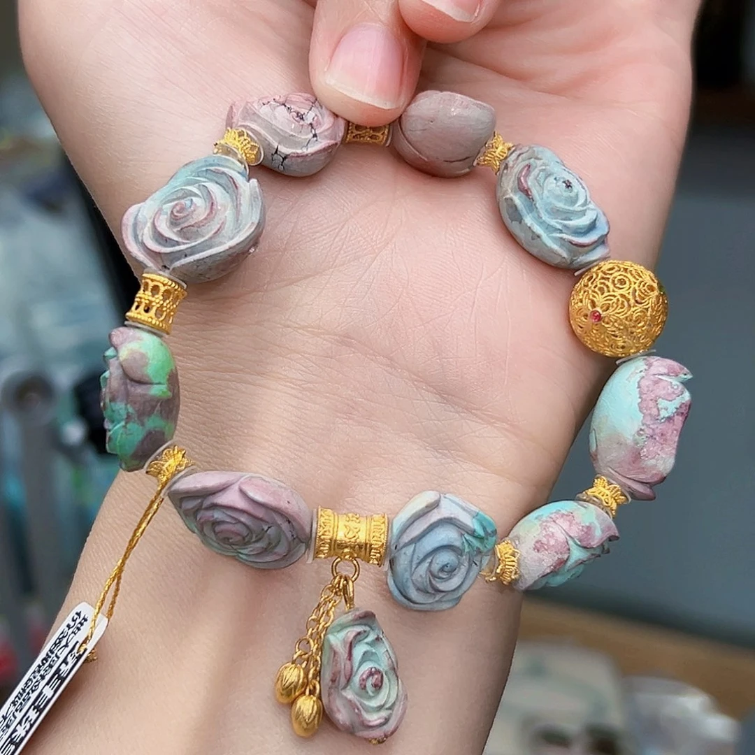 绿松石珠宝奇石18K金镶嵌